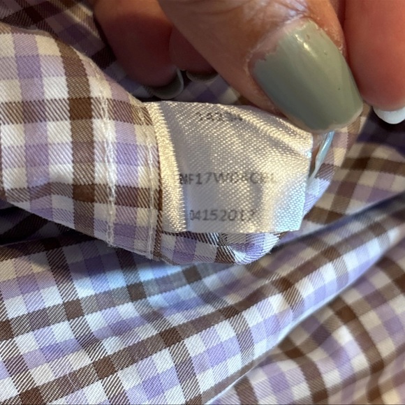 Peter Millar Dress Shirt Men Large Purple Check Relaxed Long Sleeve Button‎ Down - Picture 11 of 11